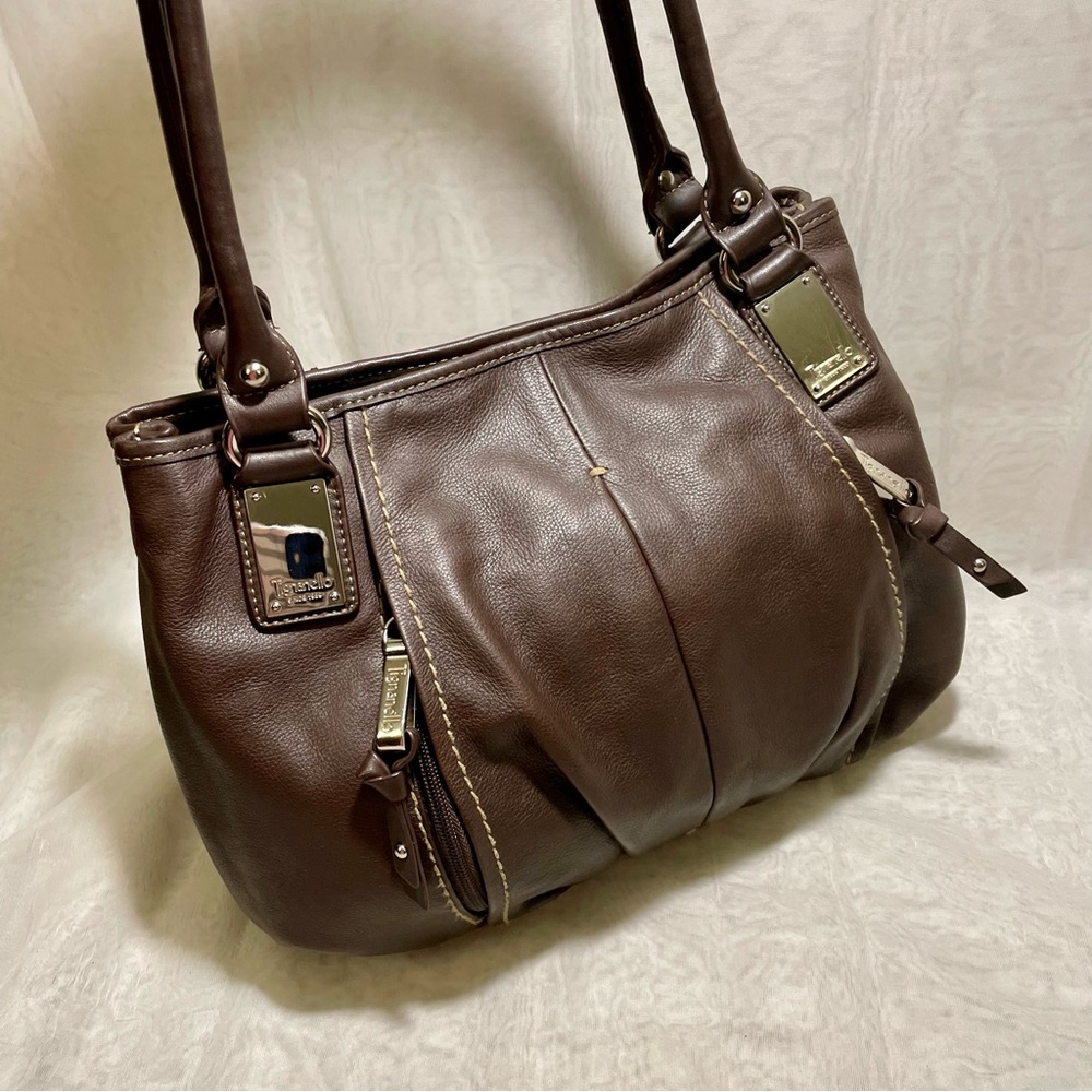 Tignanello Rich Brown Italian Leather Hobo Shoulder Bag